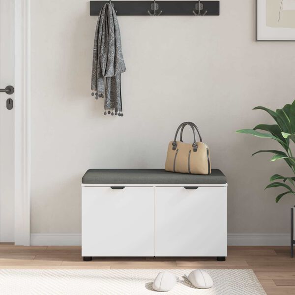 vidaXL Banc d'entr&eacute;e avec coussin avec stockage Blanc 80 x 46 x 46 cm