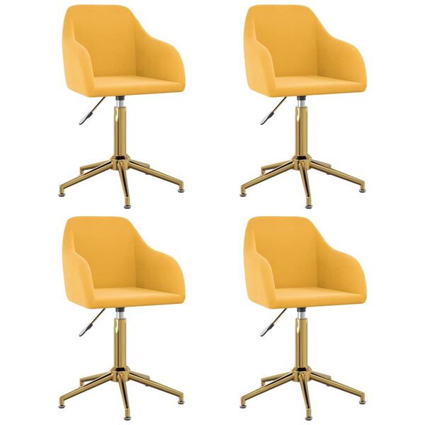 vidaXL Chaises pivotantes &agrave; manger lot de 4 jaune velours