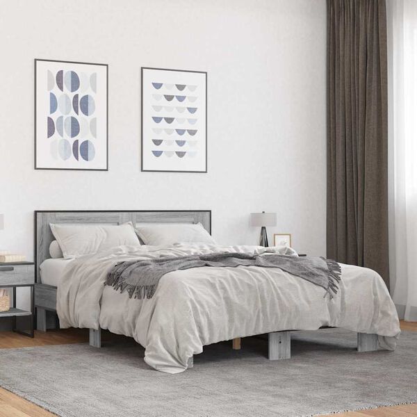 vidaXL Cadre de lit sans matelas sonoma gris 140x200 cm