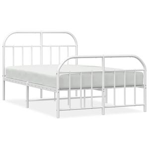 vidaXL Cadre de lit m&eacute;tal sans matelas et pied de lit blanc 120x200 cm