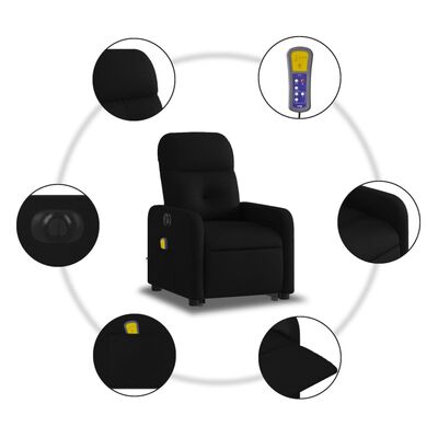 vidaXL Fauteuil inclinable de massage électrique Noir Tissu