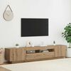 vidaXL Meuble TV avec lumi&egrave;res LED ch&ecirc;ne artisanal bois d'ing&eacute;nierie