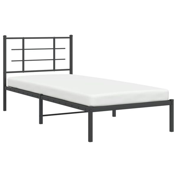 vidaXL Cadre de lit métal sans matelas avec tête de lit noir 90x190 cm