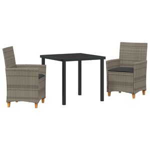vidaXL Ensemble de salle &agrave; manger pour jardin 3 pcs Gris polyrotin
