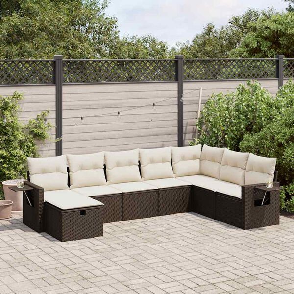 vidaXL Salon de jardin 8 pcs avec coussins marron r&eacute;sine tress&eacute;e