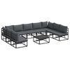 vidaXL Ensemble de canap&eacute; de jardin 10 pc Noir Aluminium