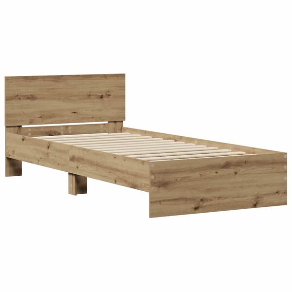 vidaXL Cadre de lit Chêne artisanal 75 x 190 cm Bois d'ingénierie