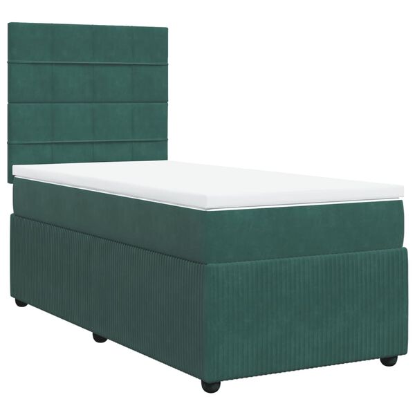 vidaXL Sommier &agrave; lattes de lit avec matelas Vert fonc&eacute; 100x200 cm