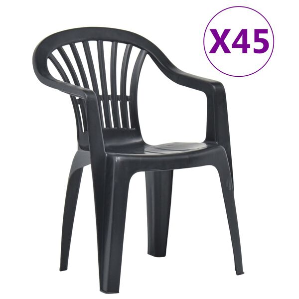 vidaXL Chaises empilables de jardin 45 pcs Plastique Anthracite