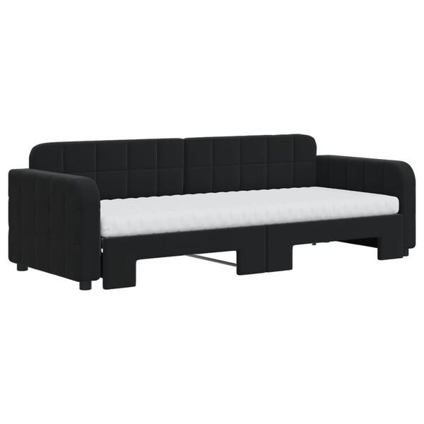 vidaXL Lit de jour avec lit gigogne et matelas noir 80x200 cm velours