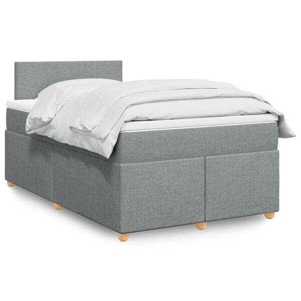 vidaXL Sommier &agrave; lattes de lit avec matelas Gris clair 120x200cm Tissu