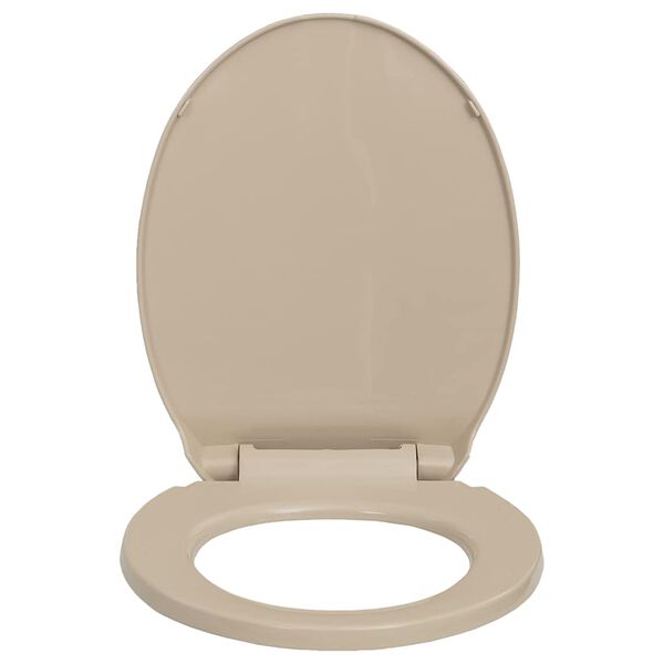 vidaXL Siège de toilette à fermeture en douceur Beige Ovale