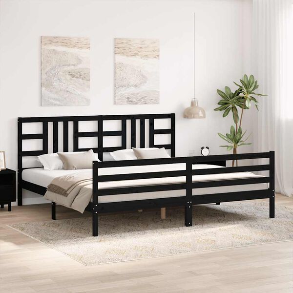vidaXL Cadre de lit sans matelas noir 200x200 cm bois massif