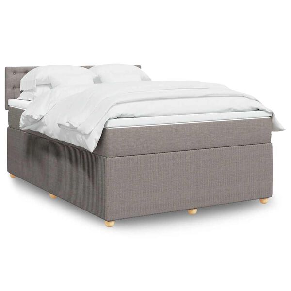 vidaXL Sommier &agrave; lattes de lit avec matelas Taupe 160x200 cm Tissu
