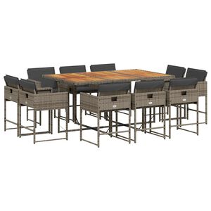 vidaXL Ensemble &agrave; manger de jardin 11pcs avec coussins gris poly rotin