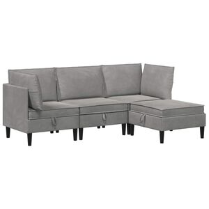 vidaXL Ensemble de meubles pour le salon 4 pc Gris clair Velours