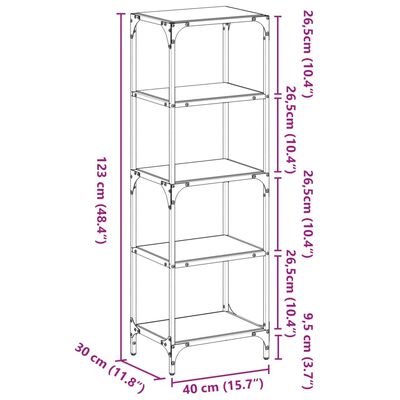 vidaXL Étagère de rangement dessus en verre noir 40x30x123 cm acier