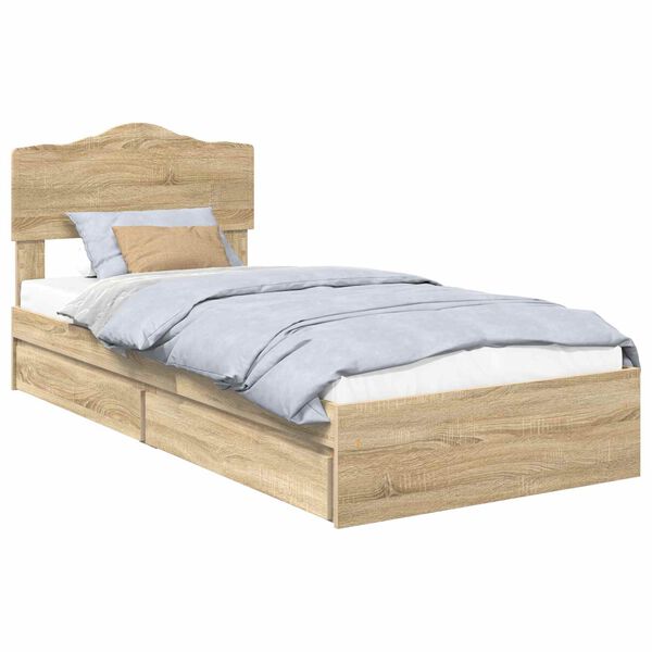 vidaXL Lit de Rangement Ch&ecirc;ne Sonoma 70 x 190 cm Bois d'ing&eacute;nierie
