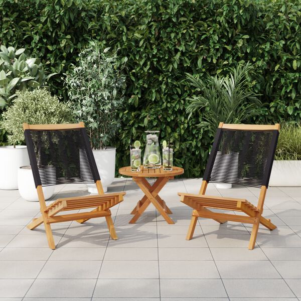 vidaXL Chaises de jardin lot de 2 noir bois d'acacia et polypropylène