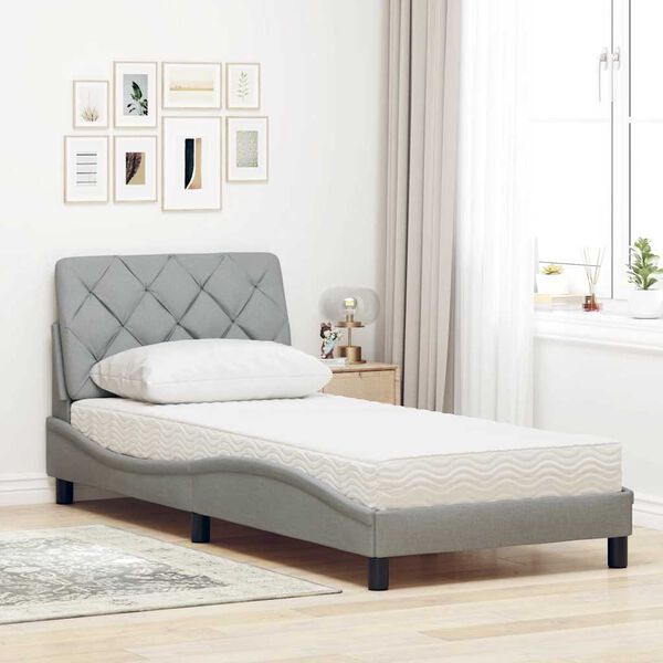 vidaXL Lit avec matelas gris clair 80x200 cm tissu