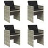 vidaXL Chaises de jardin avec coussins lot de 4 gris clair poly rotin