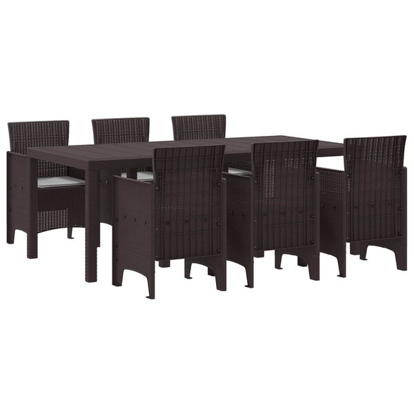 vidaXL Ensemble de salle &agrave; manger pour jardin 7 pcs Marron Rattan Polt