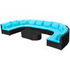 vidaXL Canap&eacute; Rond Set 11 pcs Bleu polyrotin