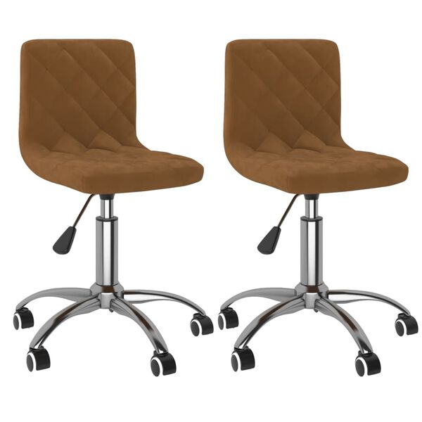 vidaXL Chaises pivotantes &agrave; manger lot de 2 Marron Velours