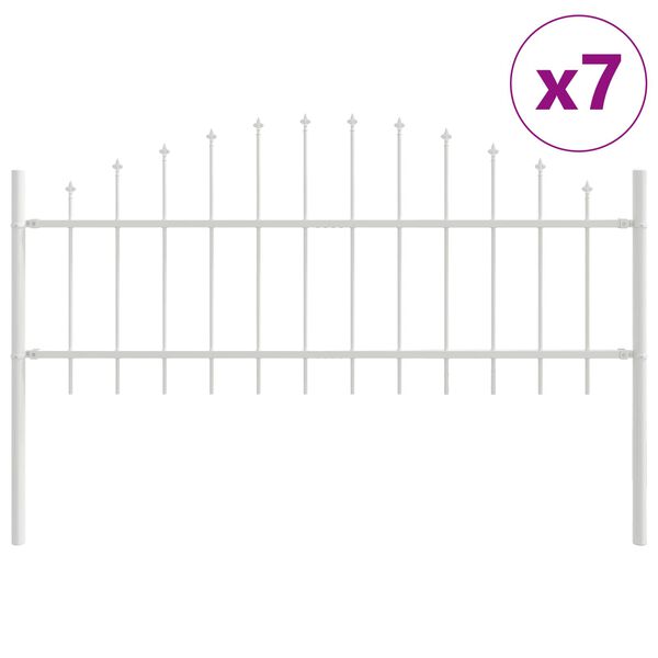 vidaXL Cl&ocirc;ture de jardin 7 pcs Blanc 170 x 140 cm