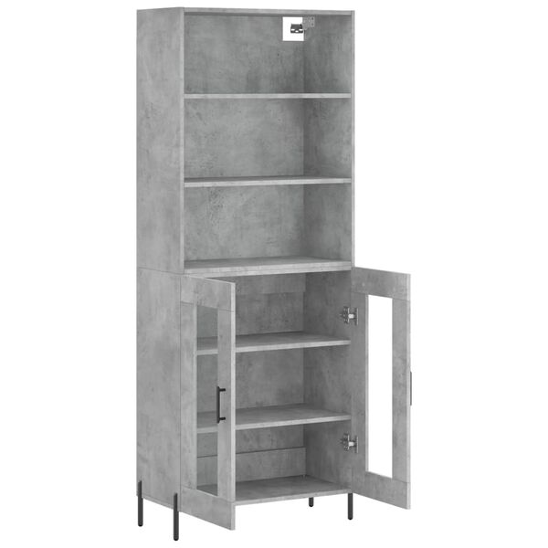 vidaXL Buffet haut Gris b&eacute;ton 69,5x34x180 cm Bois d'ing&eacute;nierie