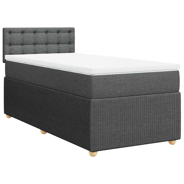 vidaXL Sommier &agrave; lattes de lit avec matelas Gris fonc&eacute; 100x200cm Tissu