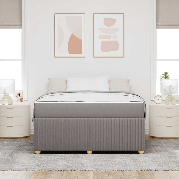 vidaXL Cadre de lit avec matelas avec matelas Taupe 160 x 200 cm tissu