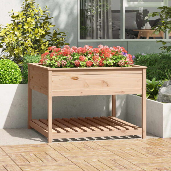vidaXL Jardinière avec étagère 111,5x111,5x81 cm Bois massif de pin