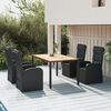 vidaXL Ensemble &agrave; manger de jardin coussins 5pcs Noir R&eacute;sine tress&eacute;e