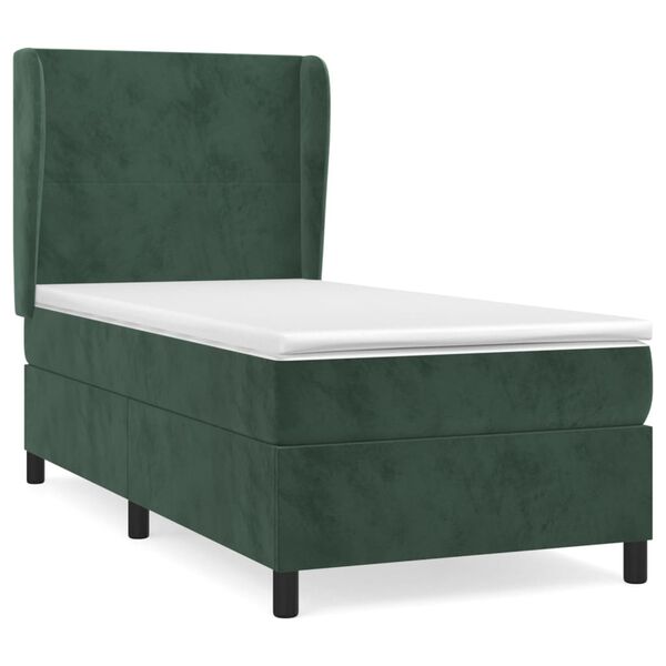 vidaXL Sommier &agrave; lattes de lit avec matelas Vert fonc&eacute; 90x200 cm