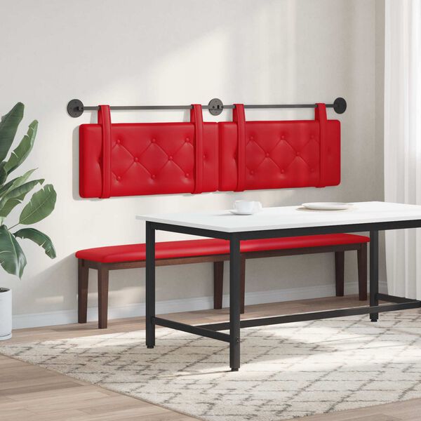 vidaXL T&ecirc;te de lit suspendue Rouge 170 x 55 x 5 cm Simili cuir