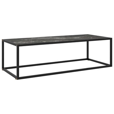 vidaXL Table basse Noir avec verre marbre noir 120x50x35 cm