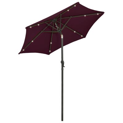 vidaXL Parasol de jardin avec lumières LED rouge bordeaux aluminium