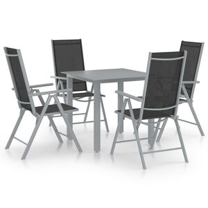 vidaXL Ensemble &agrave; manger de jardin 5 pcs aluminium argent&eacute; et noir