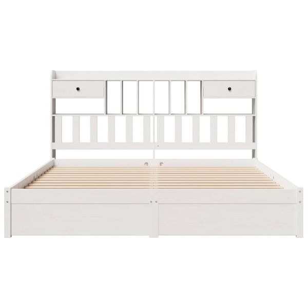 vidaXL Lit biblioth&egrave;que sans matelas blanc 180x200 cm bois pin massif