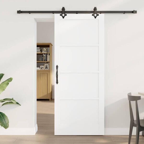 vidaXL Porte coulissante Blanc et Noir 83 x 202 cm Pin massif