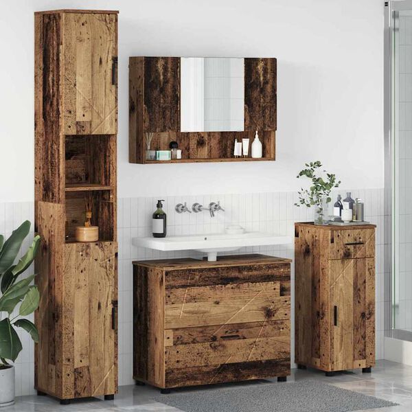 vidaXL Ensemble de mobilier de salle de bain 4 pcs Bois Ancien