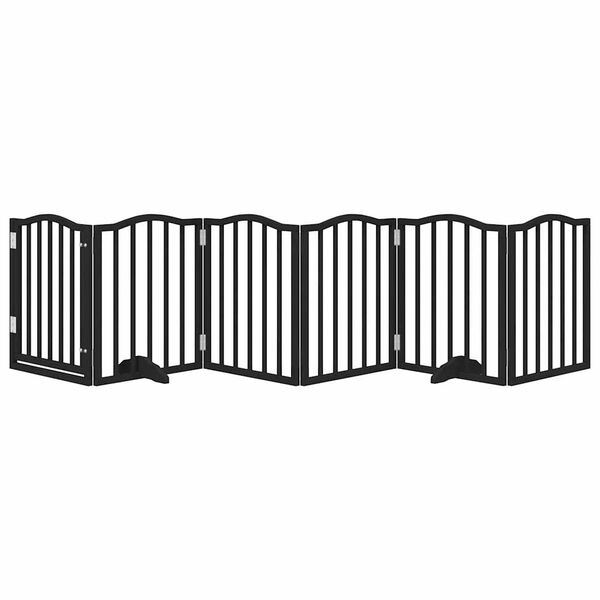 vidaXL Barri&egrave;re pour chiens et porte 6 panneaux noir bois de peuplier
