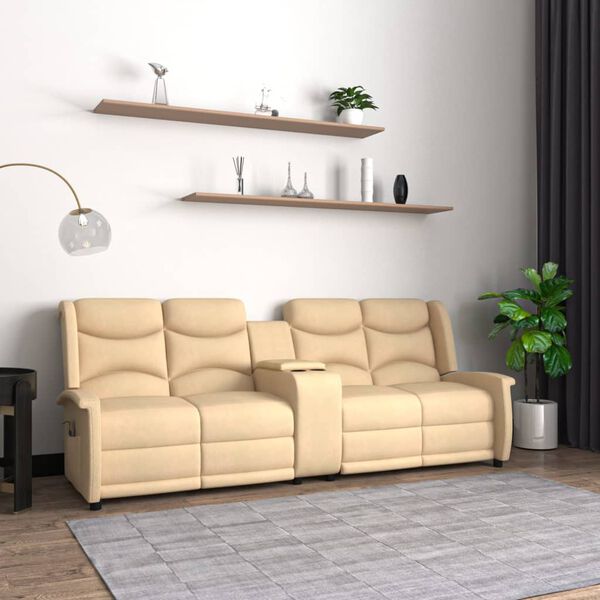 vidaXL Fauteuil de massage inclinable et porte-gobelet 4 places cr&egrave;me