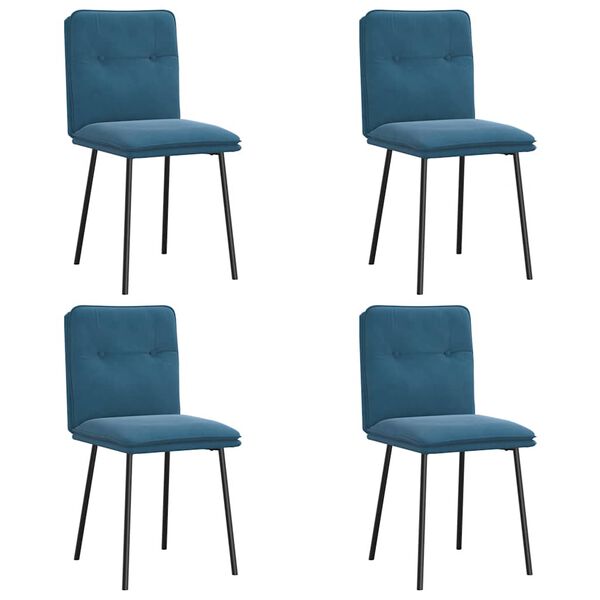 vidaXL Chaises à manger lot de 4 Bleu Velours
