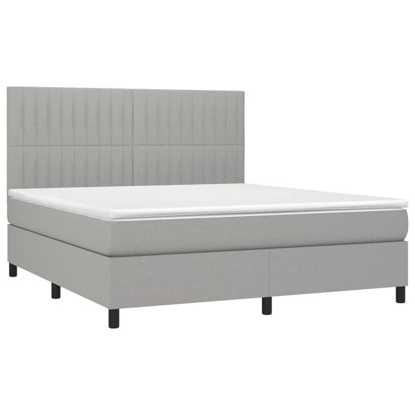 vidaXL Sommier &agrave; lattes de lit avec matelas Gris clair 180x200cm Tissu