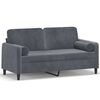 vidaXL Canap&eacute; 2 places avec oreillers gris fonc&eacute; 140 cm velours