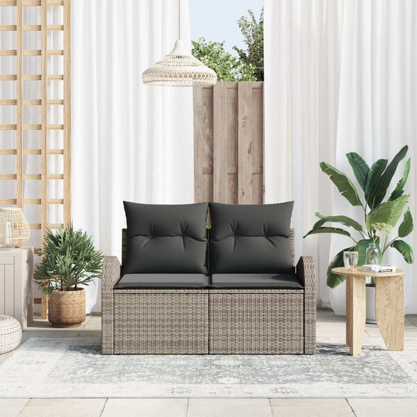 vidaXL Canapé de jardin Gris 124 x 62 x 69cm polyrotin