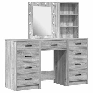 vidaXL Table de Toilette 3 pc Gris 40 x 41 x 135 cm Bois d'ing&eacute;nierie