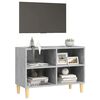 vidaXL Meuble TV avec pieds en bois massif Gris béton 69,5x30x50 cm